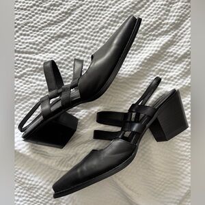 Jeffrey Campbell Leather Cut Out Pointy Toe Sling Back Booties